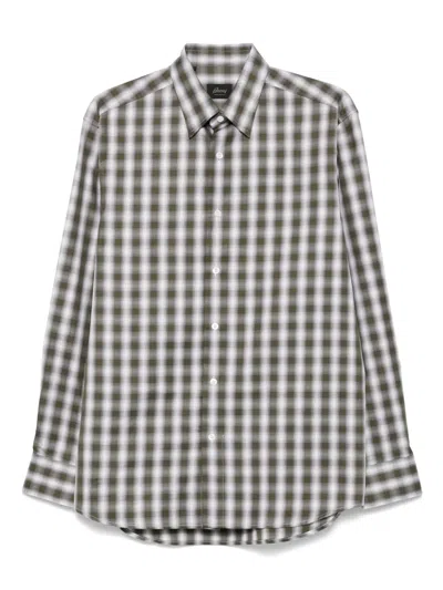 Brioni Checked Shirt In Gray