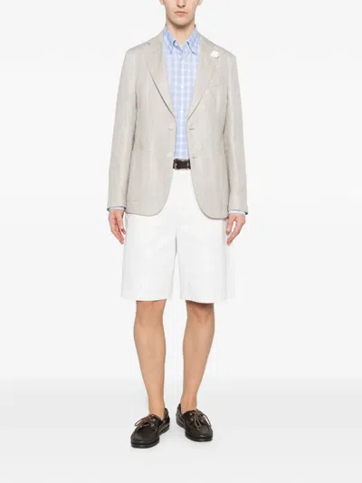 Brioni Checked Shirt In Blue