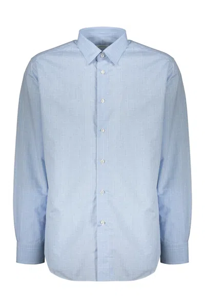 Brioni Checked Shirt In Light Blue