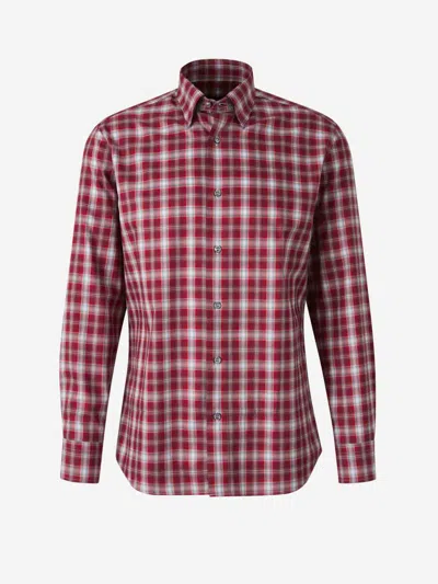 Brioni Checkered Shirt In Red