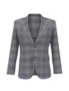 Brioni Check-pattern Notched-lapel Jacket In Gray