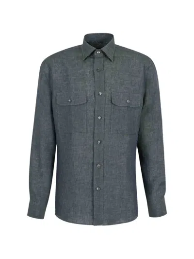 Brioni Chest-pocket Button Shirt In Green