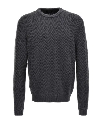 Brioni Chevron-knitted Cashmere Jumper In Black