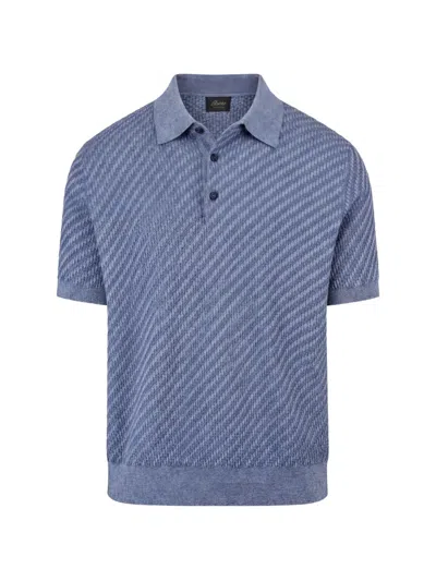 Brioni Chevron-knit Polo Sweater In Multi
