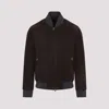 Brioni Ribbed Collar Bomber With Side Pockets In Brown