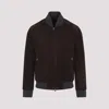Brioni Ribbed Collar Bomber With Side Pockets In Brown