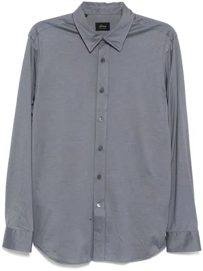 Brioni Classic Collar Shirt In Blue