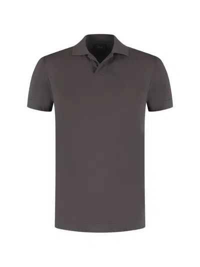 Brioni Collar Polo Shirt In Black