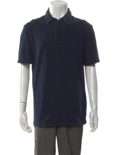 Pre-owned Brioni Collar Short Sleeve Polo Shirt In Blue