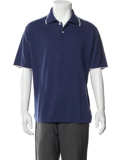 Pre-owned Brioni Collar Short Sleeve Polo Shirt In Blue