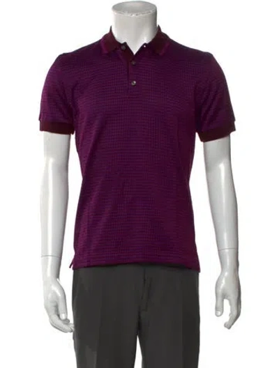 Pre-owned Brioni Collar Short Sleeve Polo Shirt In Purple