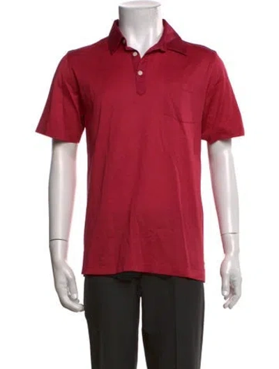 Pre-owned Brioni Collar Short Sleeve Polo Shirt In Red