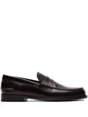 Brioni College Leather Penny Loafers In Brown