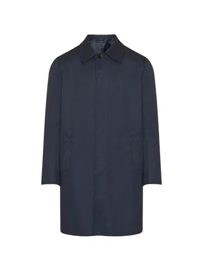 Brioni Concealed-front Coat In Blue