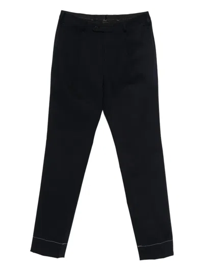 Brioni Contrasrt-stitching Trousers In Black