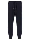 Brioni Cotton And Cashmere Joggers Pants Blue In Black