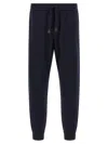 Brioni Cotton And Cashmere Joggers Pants Blue In Black