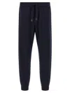 Brioni Cotton And Cashmere Joggers Pants Blue In Black