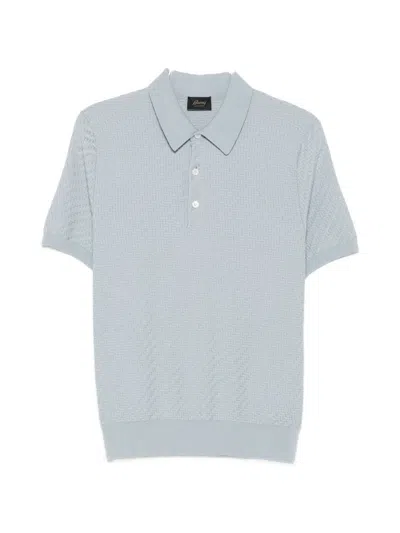 Brioni Cotton And Cashmere Polo Shirt In Blue