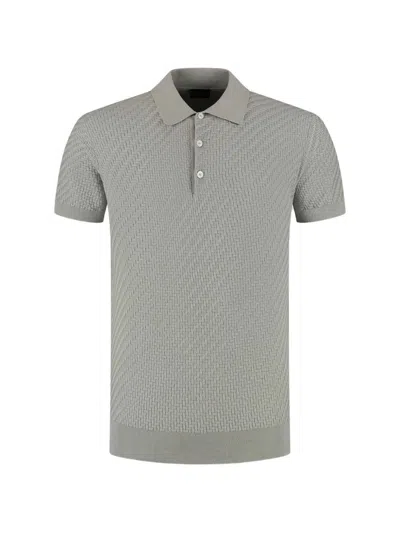 Brioni Cotton And Cashmere Polo Shirt In Gray
