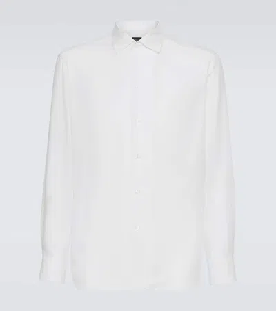 Brioni Cotton And Cashmere Shirt In White