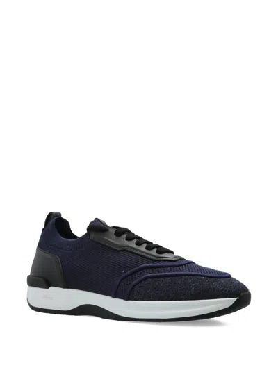 Brioni Cotton And Linen Blend Sneakers In Blue