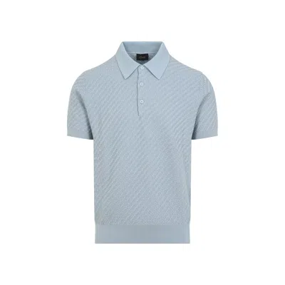 Brioni Men's Cotton And Silk Polo T-shirt In Blue