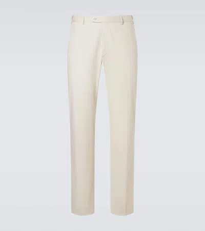 Brioni Cotton-blend Straight Pants In White