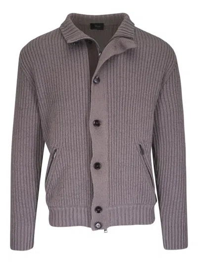 Brioni Cotton Cardigan In Grey