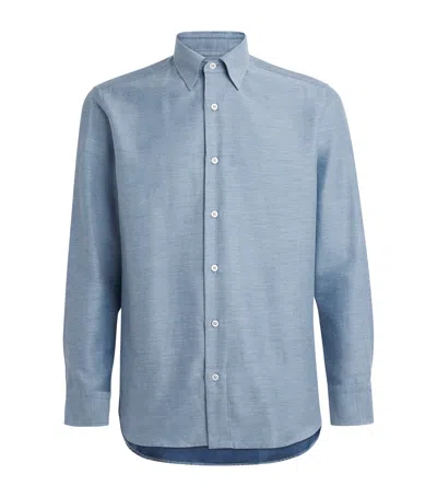 Brioni Cotton-cashmere Shirt In Blue