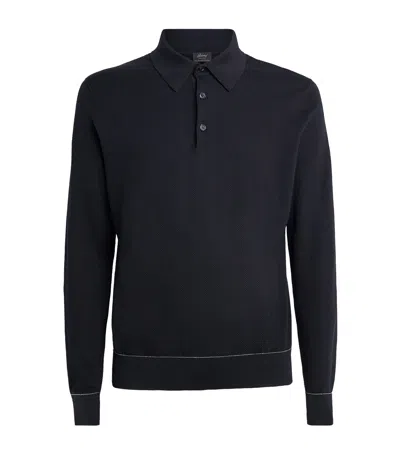 Brioni Cotton Contrast-stitch Polo Shirt In Blue