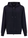 Brioni Casual Cotton Hoodie Featuring Front Pockets In Blue