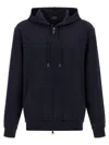 Brioni Casual Cotton Hoodie Featuring Front Pockets In Blue
