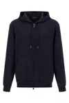 Brioni Casual Cotton Hoodie Featuring Front Pockets In Blue