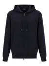 Brioni Casual Cotton Hoodie Featuring Front Pockets In Blue