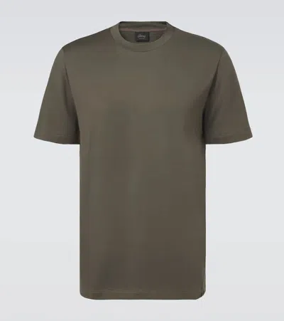 Brioni Logo Tag Cotton T-shirt In Green