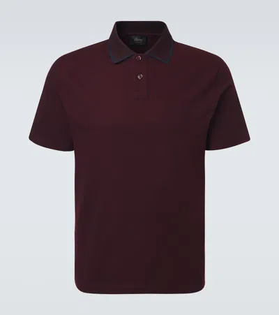 Brioni Cotton Piqué Polo Shirt In Burgundy