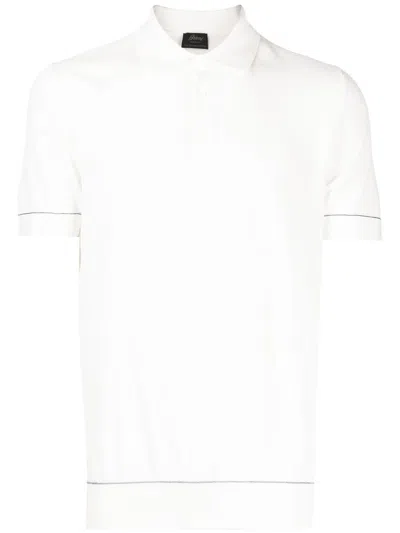 Brioni Textured Cotton Polo In White