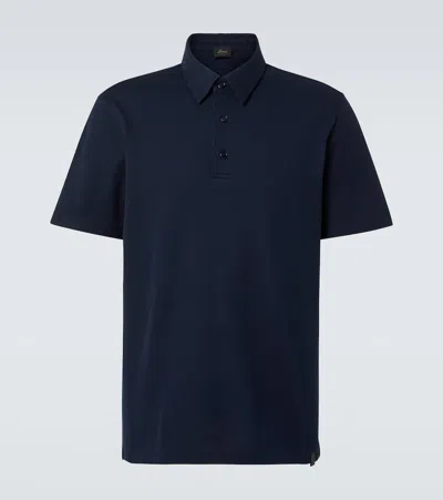 Brioni Cotton Polo Shirt In Blue