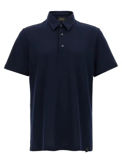 Brioni Cotton Polo Shirt In Blue