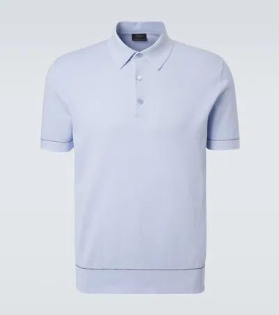 Brioni Cotton Polo Shirt In Blue