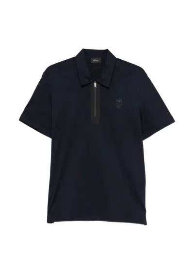 Brioni Cotton Polo Shirt In Blue