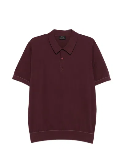 Brioni Cotton Polo Shirt In Burgundy