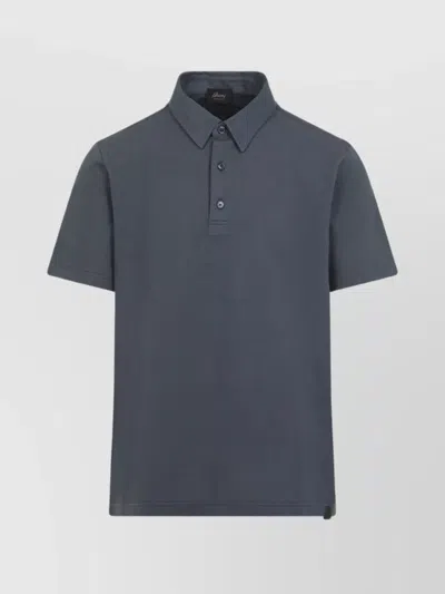 Brioni Cotton Polo Shirt With Pointed Collar In Green