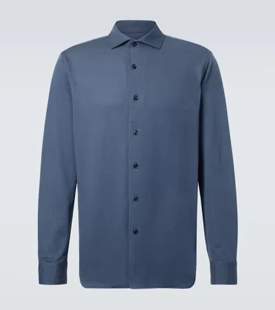 Brioni Cotton Shirt In Blue