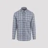 Brioni Checked Long-sleeved Shirt In Bluette White
