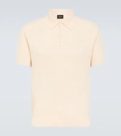 Brioni Cotton, Silk, And Cashmere Polo Shirt In White