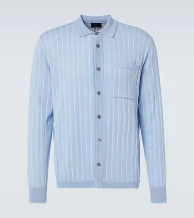 Brioni Cotton, Silk And Linen Cardigan In Blue