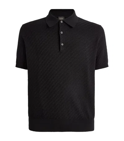 Brioni Cotton-silk-cashmere Polo Shirt In Black