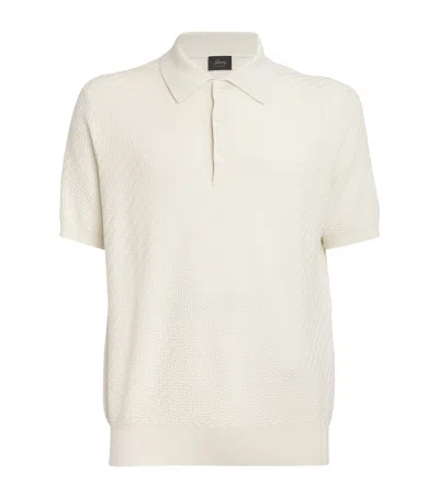Brioni Cotton-silk-cashmere Polo Shirt In Grey